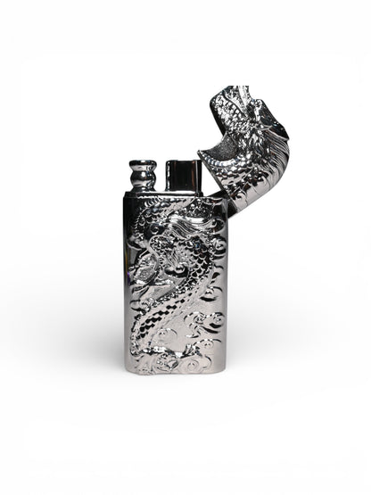 Dragon Double Flame Lighter (Silver Edition) (Re-Fillable)