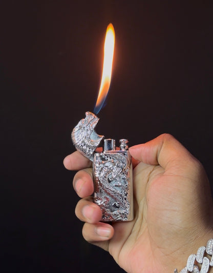Dragon Double Flame Lighter (Silver Edition) (Re-Fillable)