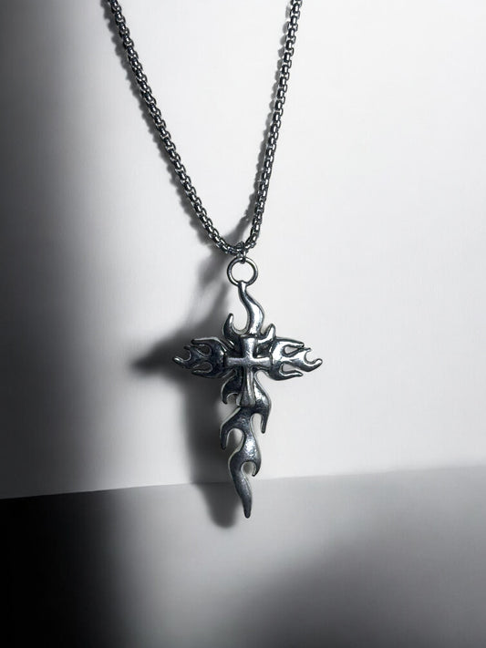 Flame Cross Necklace