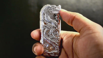 Dragon Double Flame Lighter (Silver Edition) (Re-Fillable)